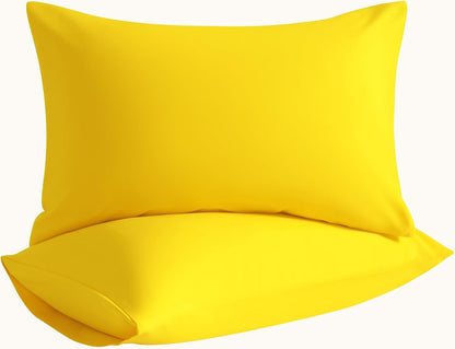 Microfiber Standard Pillowcases, 2 Pack, 20x26 Inch, Yellow