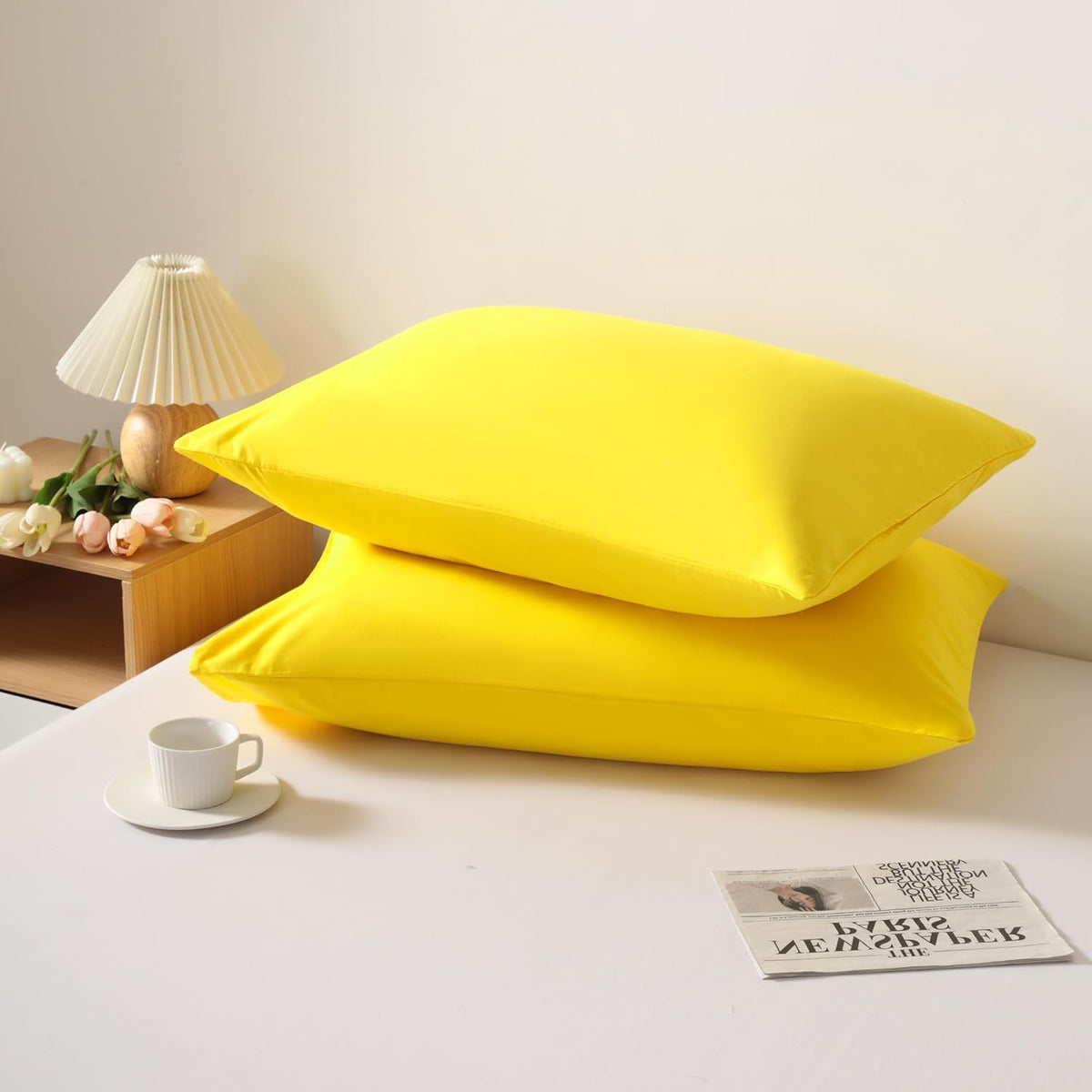 Microfiber Standard Pillowcases, 2 Pack, 20x26 Inch, Yellow