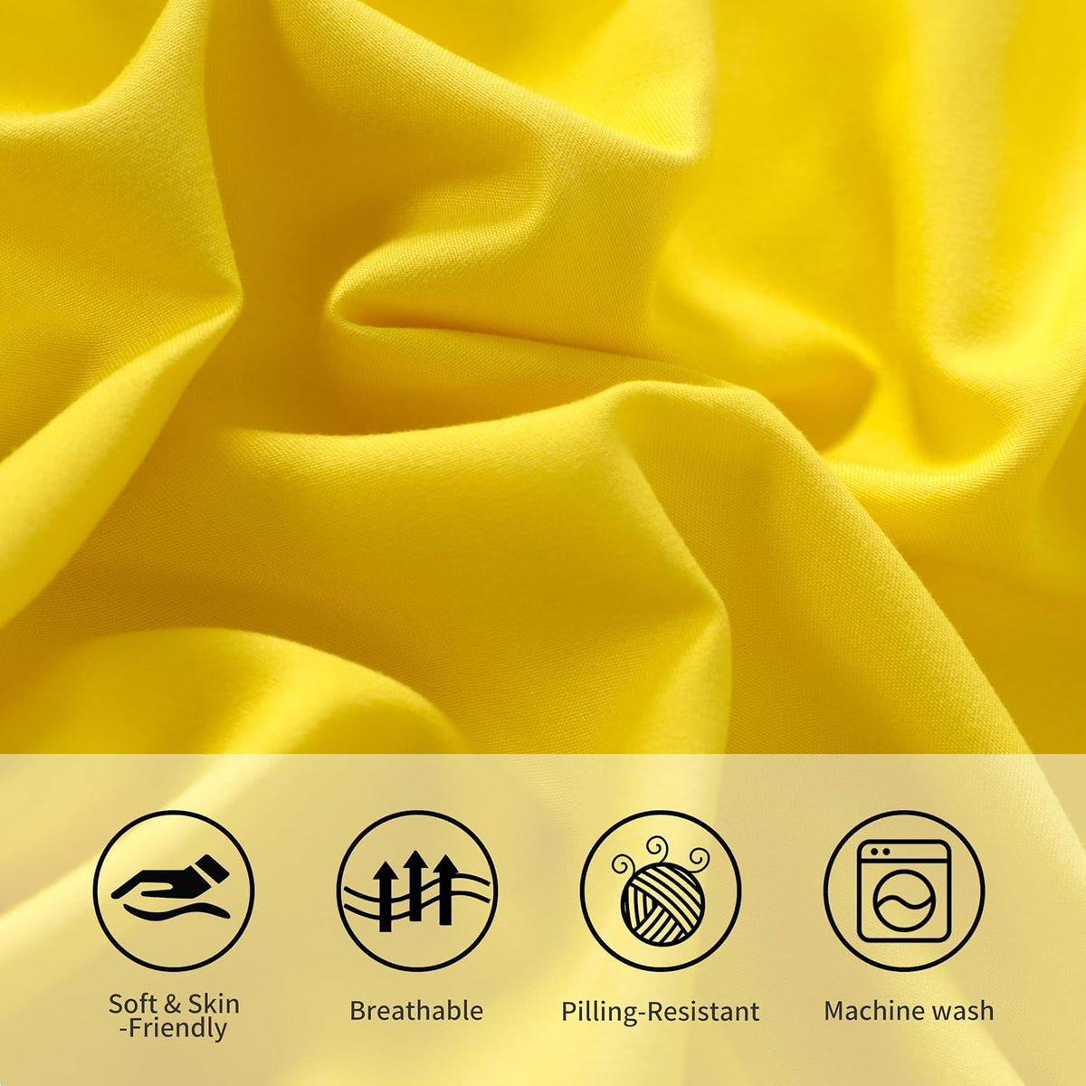 Microfiber Standard Pillowcases, 2 Pack, 20x26 Inch, Yellow