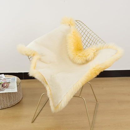 Genuine Sheepskin Area Rug Wool Rug Fur Carpet Fluffy Shaggy Fur Rug for Living Room Kids Bedroom Real Sheepskin Throw Lambskin Rugs Sofa Mat Chair Seat Covers (Yellow, 2 x 3 ft Sheepskin)