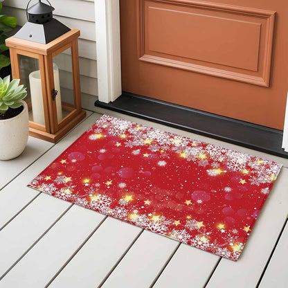 Winter Snowflakes Bright 2x3 Area Rugs for Living Room, Yellow Christmas Star Xmas Red Non Slip Floor Mat Washable Low-Profile Indoor Carpet for Bedroom, Dining Room, Bathroom