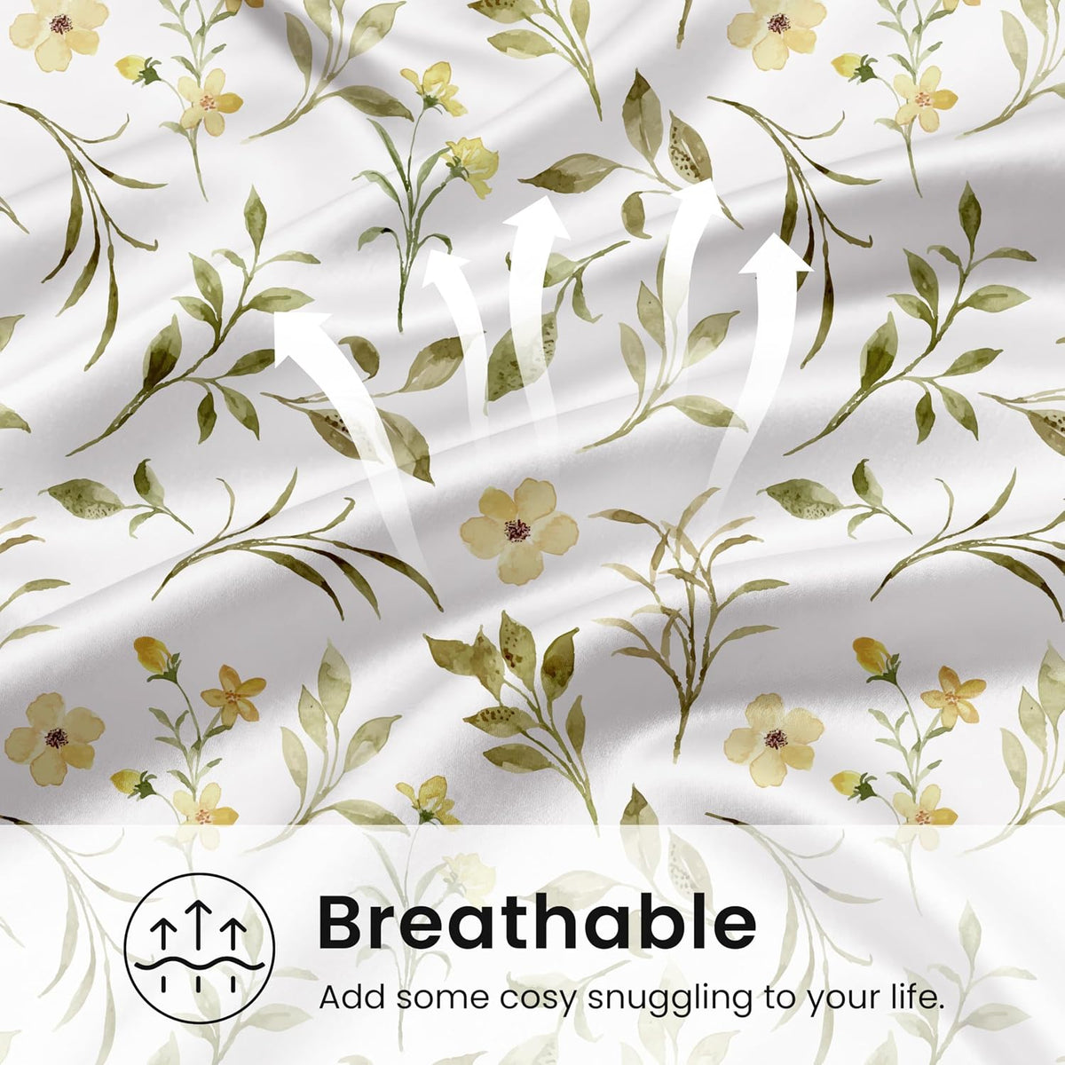 EXQ Home Satin Pillowcase for Hair and Skin Queen - Printed Yellow Sprig