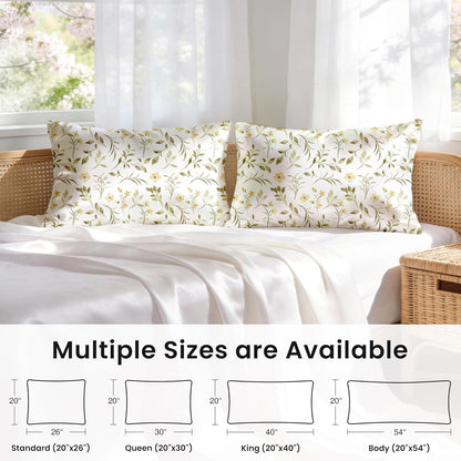 EXQ Home Satin Pillowcase for Hair and Skin Queen - Printed Yellow Sprig