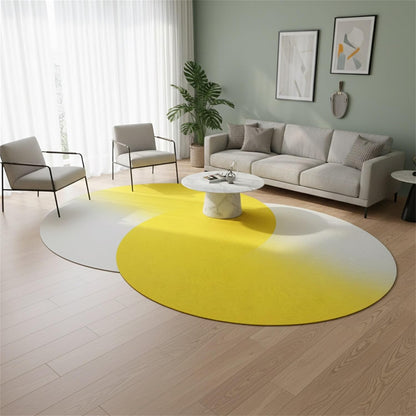 Modern Abstract 5x7 Irregular Area Rug for Living Room Bedroom Minimalist Bright Yellow Off White Geometric Art Deco Rugs Machine Washable Soft Non Slip Mats Nursery Dorm Low Pile Floor Carpet