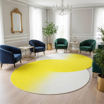 Modern Abstract 5x7 Irregular Area Rug for Living Room Bedroom Minimalist Bright Yellow Off White Geometric Art Deco Rugs Machine Washable Soft Non Slip Mats Nursery Dorm Low Pile Floor Carpet