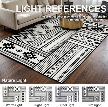 Modern Geometric Area Rug 4x6 Mid Century Modern Yellow Rug for Living Room Bedroom Home Office Low Pile Washable Indoor Carpet Contemporary Abstract Line Decor Nursery Apartment Non Slip Large Rugs