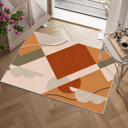Modern Geometry Area Rug – Premium Low Pile Non-Slip Carpet for Living Room, Bedroom & Office – Abstract Patterns,Washable Contemporary Home Decor Rug Yellow