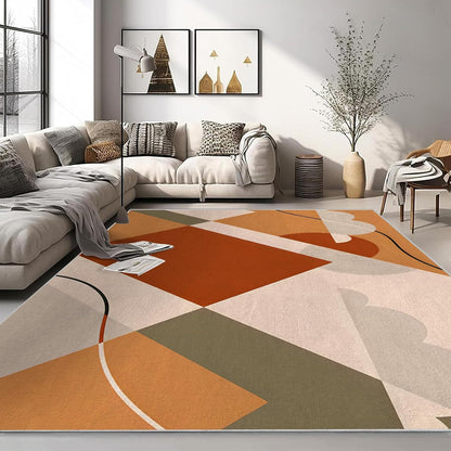 Modern Geometry Area Rug – Premium Low Pile Non-Slip Carpet for Living Room, Bedroom & Office – Abstract Patterns,Washable Contemporary Home Decor Rug Yellow