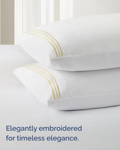Extra Thick Heavyweight King Size, Embroidery Sheet Set - Butter Yellow
