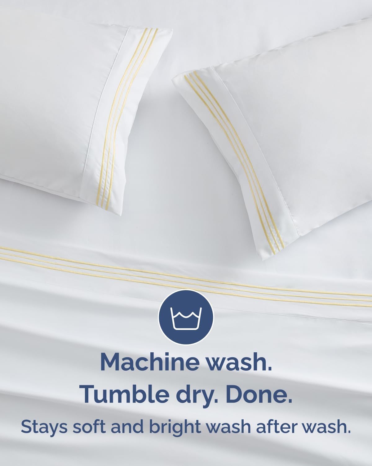 Extra Thick Heavyweight King Size, Embroidery Sheet Set - Butter Yellow