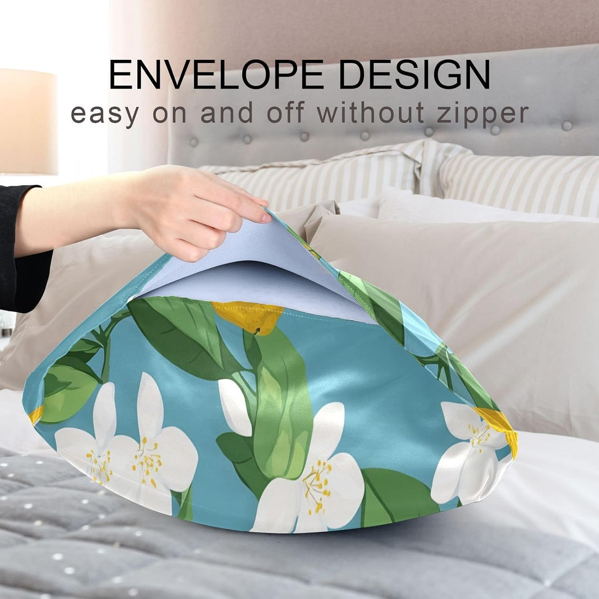 Yellow Lemons Satin Pillowcase for Hair and Skin Silk Pillowcase - Slip Cooling Satin Pillow Covers with Envelope Closure, Standard Size(20x26 inches)#226