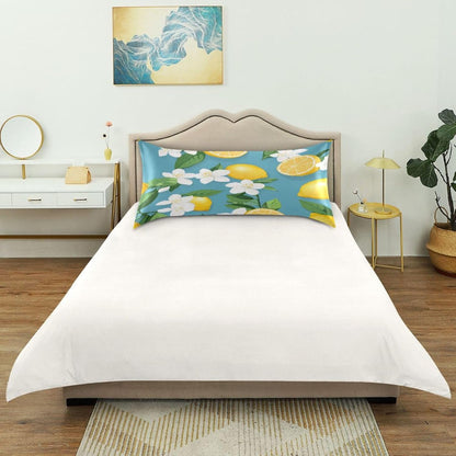 Yellow Lemons Satin Pillowcase for Hair and Skin Silk Pillowcase - Slip Cooling Satin Pillow Covers with Envelope Closure, Standard Size(20x26 inches)#226
