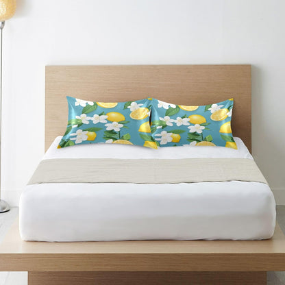 Yellow Lemons Satin Pillowcase for Hair and Skin Silk Pillowcase - Slip Cooling Satin Pillow Covers with Envelope Closure, Standard Size(20x26 inches)#226