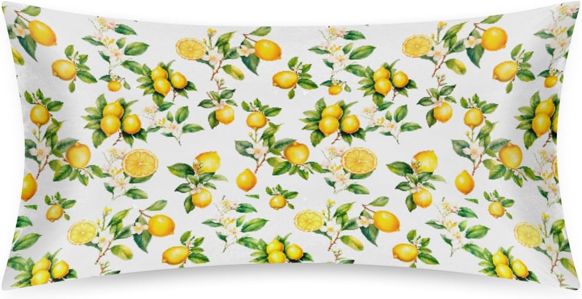 Lemon Satin Pillowcase for Hair and Skin Soft Silk Pillow Case Slip