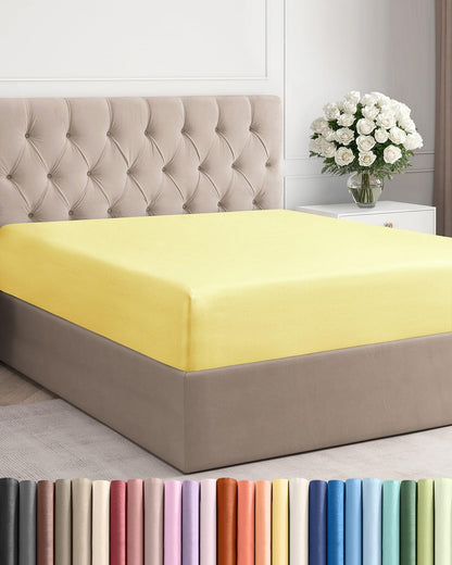 Full Fitted Sheet - Single Fitted Sheet Only - 8-16" Deep Pockets - Yellow