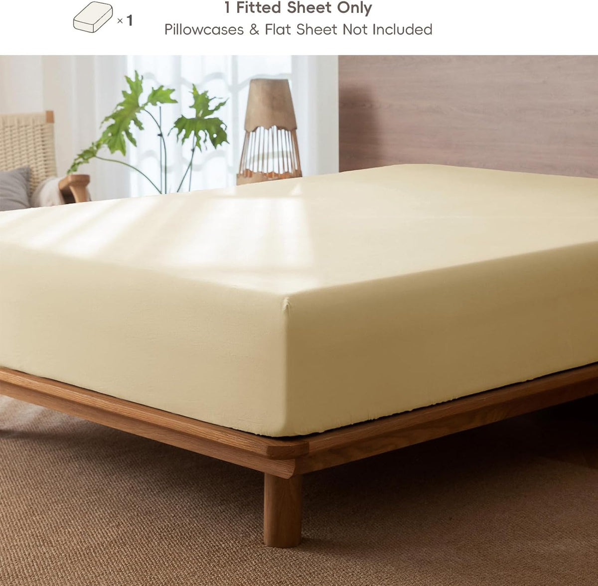 Fitted Sheet Only Washed Cotton Linen-Like Extra Deep Pocket Full