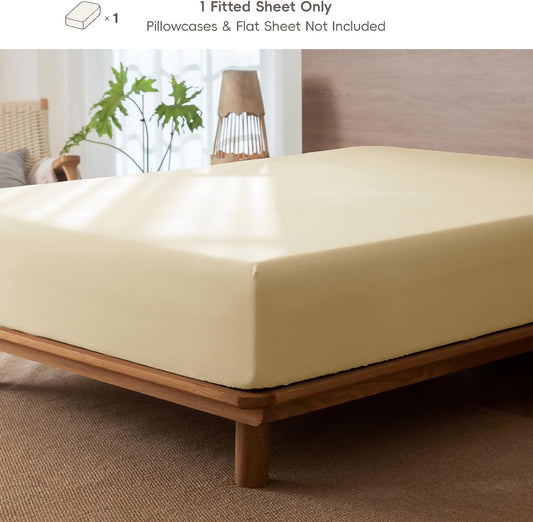 Fitted Sheet Only Washed Cotton Linen-Like Extra Deep Pocket Full