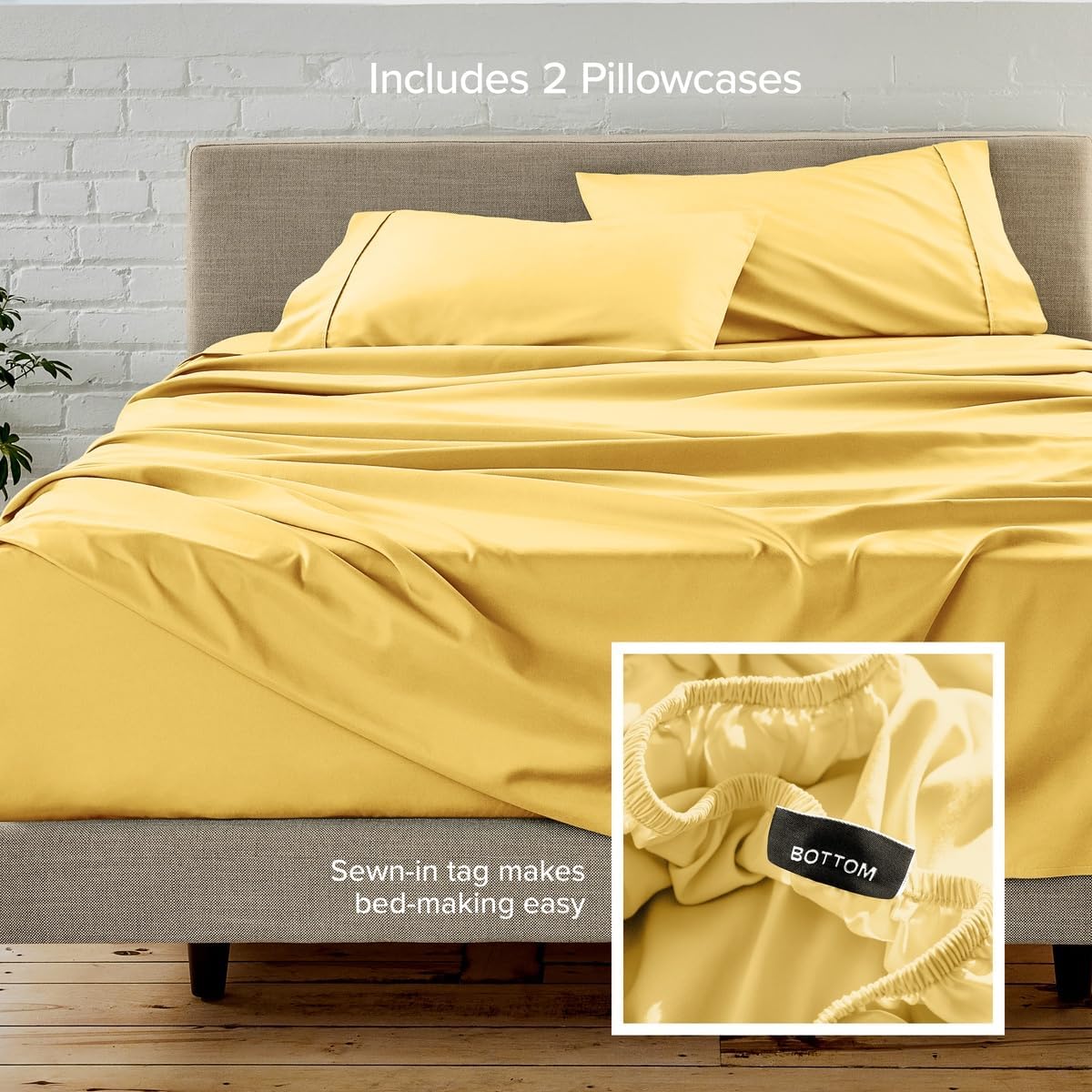 Sheet Set 1800 Ultra-Soft with 2 Pillowcases (Twin XL, Lemon Drop)