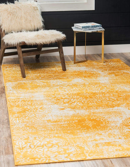 Sofia Collection Area Rug - Grand (5' 3" x 8' Rectangle, Yellow/ Ivory)