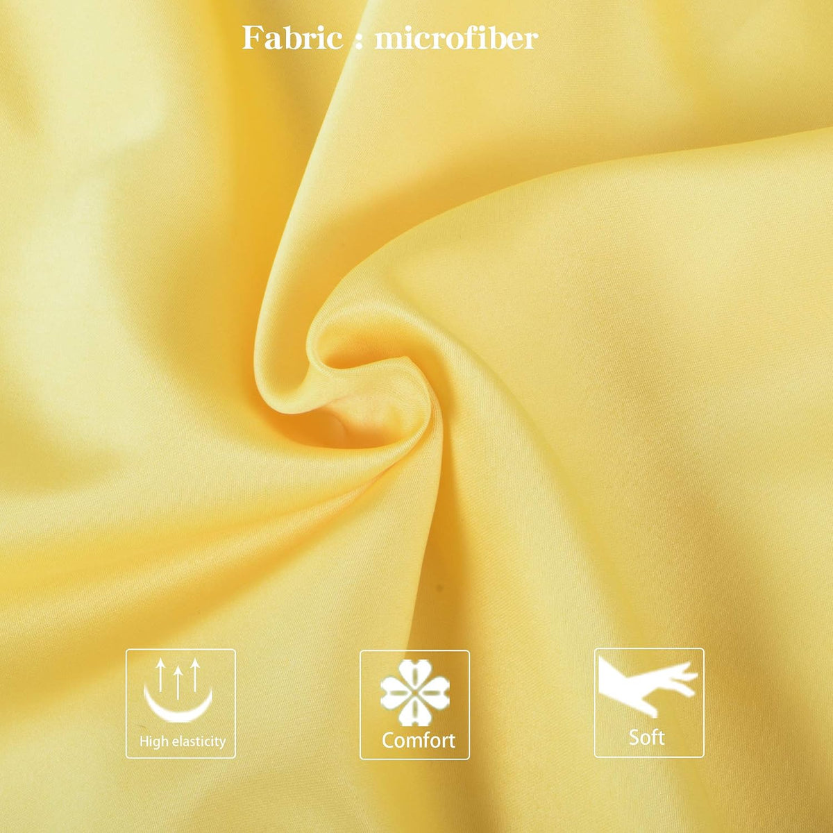 Satin Pillowcases with Zipper for Hair and Skin, Set of 2 Smilar to Silk Pillow Cases, Machine Washable, Wrinkle-Free, Cooling Satin Pillow Cases Standard, 20x26 Inches, Yellow