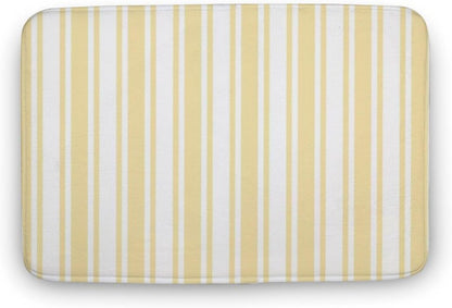 Pale Yellow and White Candy Stripes Bathroom Rugs, Non Slip & Absorbent Bath Mat Carpets for Bathroom, Entryway or Sink 16" x 24"