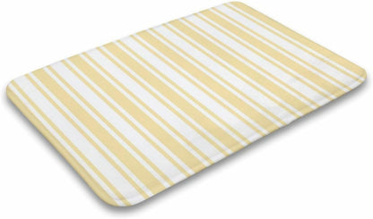 Pale Yellow and White Candy Stripes Bathroom Rugs, Non Slip & Absorbent Bath Mat Carpets for Bathroom, Entryway or Sink 16" x 24"