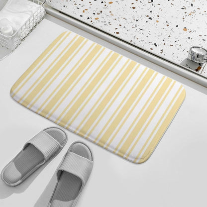 Pale Yellow and White Candy Stripes Bathroom Rugs, Non Slip & Absorbent Bath Mat Carpets for Bathroom, Entryway or Sink 16" x 24"