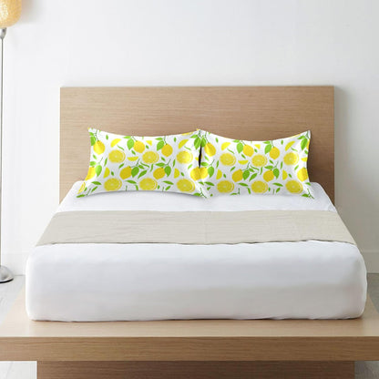 Bright Yellow Lemons Satin Pillow Cases, Soft Cozy Wrinkle Free Pillow Covers, Machine Washable Pillowcase Covers with Envelope Closure Standard Size 20” x 26”