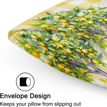 Satin Pillowcase for Hair and Skin Yellow Lemon Tree Gnome Soft Silk Pillow Case with Envelope Closure Cooling Pillow Cases Slip Standard Size Pillow Cover for Kids Boys Girls 20x26