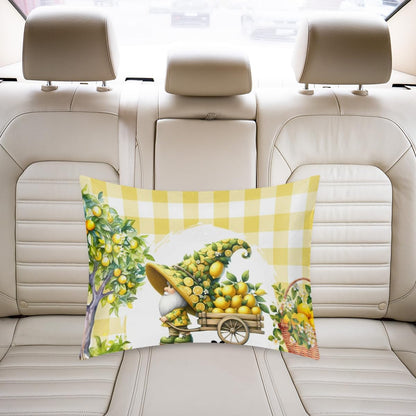Satin Pillowcase for Hair and Skin Yellow Lemon Tree Gnome Soft Silk Pillow Case with Envelope Closure Cooling Pillow Cases Slip Standard Size Pillow Cover for Kids Boys Girls 20x26