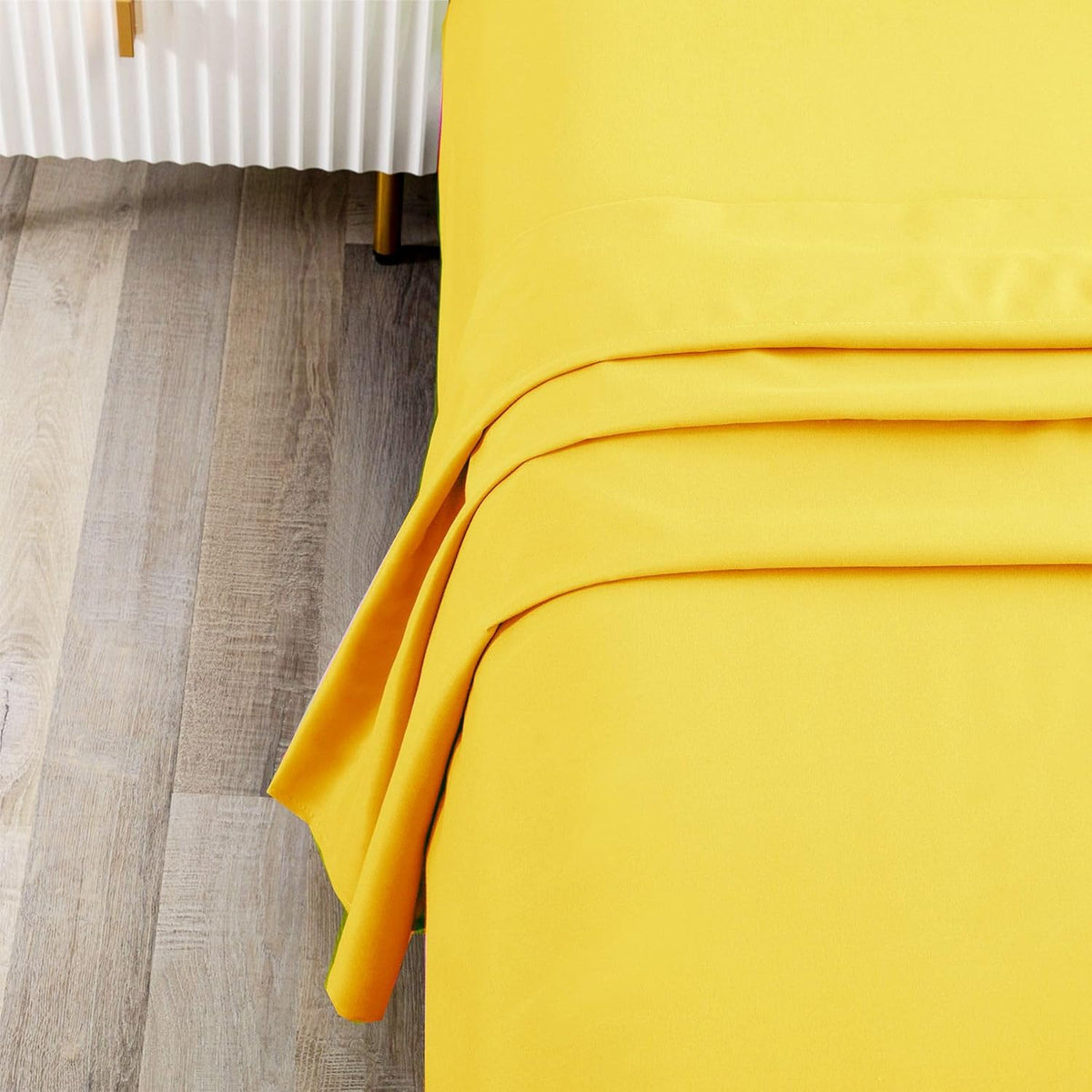 Bed Sheet Set Queen Size Super Soft Microfiber 1800 Deep Pocket Luxury Bedding Sheets Double Brushed Wrinkle, Stain, Fade Resistant (Yellow,Queen)