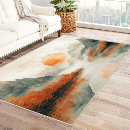 Area Rug Living Room, Washable Neutral Modern Abstract Large Rugs -Indoor Floor No Slip Rug Carpet for Bedroom Under Dining Table Home Office Decor - 3x5ft(Yellow)