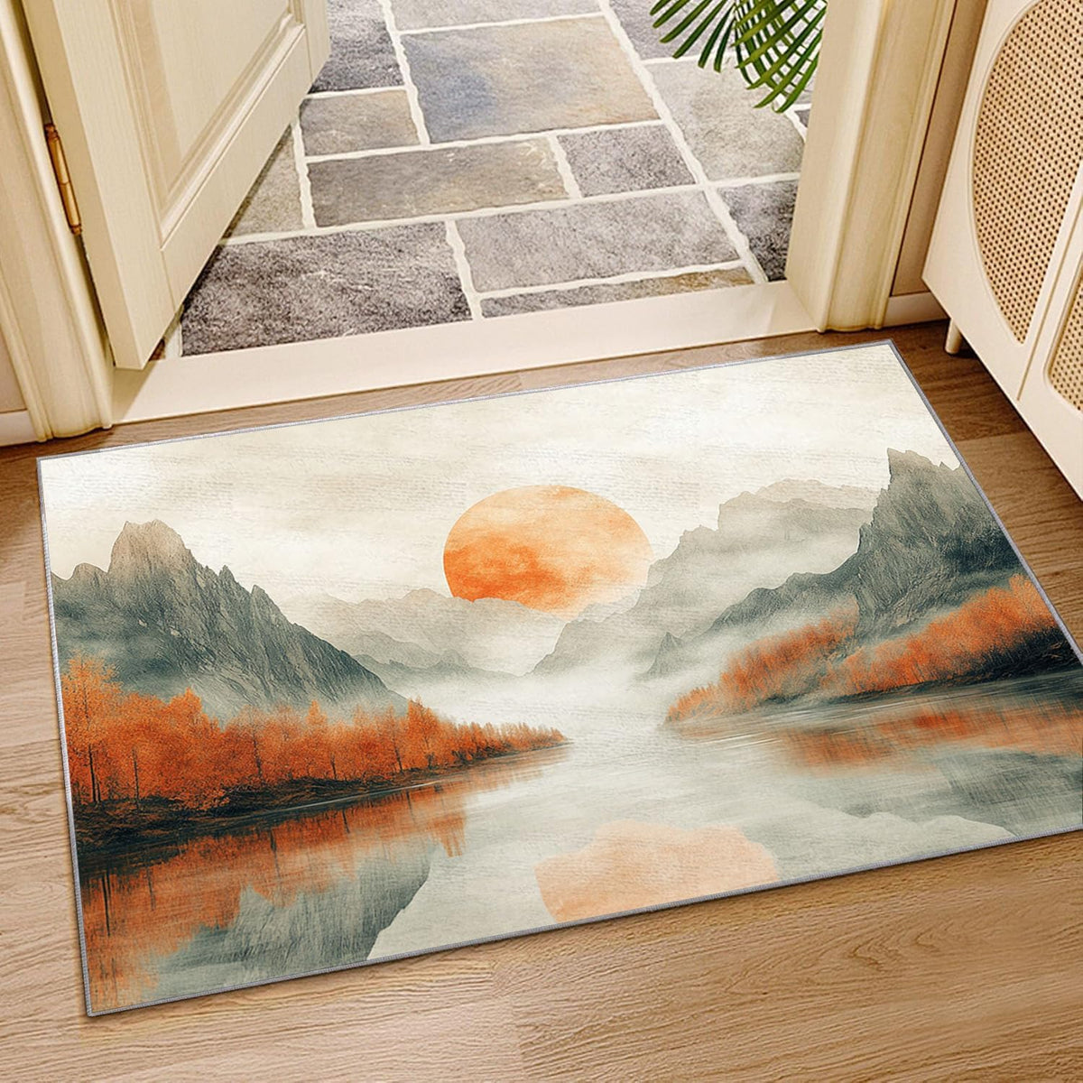 Area Rug Living Room, Washable Neutral Modern Abstract Large Rugs -Indoor Floor No Slip Rug Carpet for Bedroom Under Dining Table Home Office Decor - 3x5ft(Yellow)