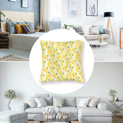 Satin Throw Pillow Covers Yellow Sweet Lemon Throw Pillow Cover Square Fresh Lemons Fruit Throw Pillow Cases Hidden Zipper for Home Bed Sofa 16"x16" Cooling Summer Pillow Covers