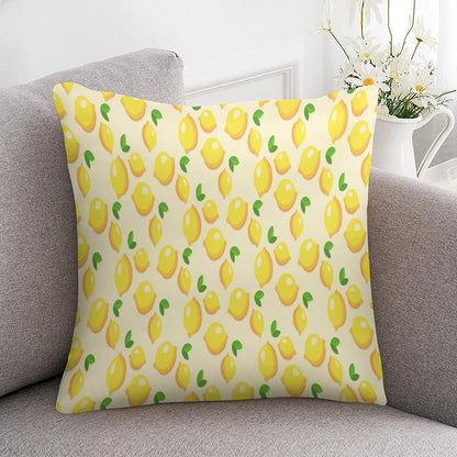 Satin Throw Pillow Covers Yellow Sweet Lemon Throw Pillow Cover Square Fresh Lemons Fruit Throw Pillow Cases Hidden Zipper for Home Bed Sofa 16"x16" Cooling Summer Pillow Covers