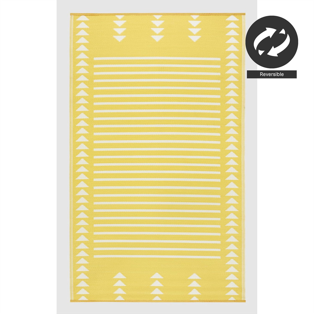 Outdoor Rug - Waterproof, Fade Resistant, Crease-Free - Premium Recycled Plastic - Geometric - Porch, Deck, Balcony, Mudroom, Laundry Room, Patio - Hampton - Yellow Crease Free - 3 x 5 ft