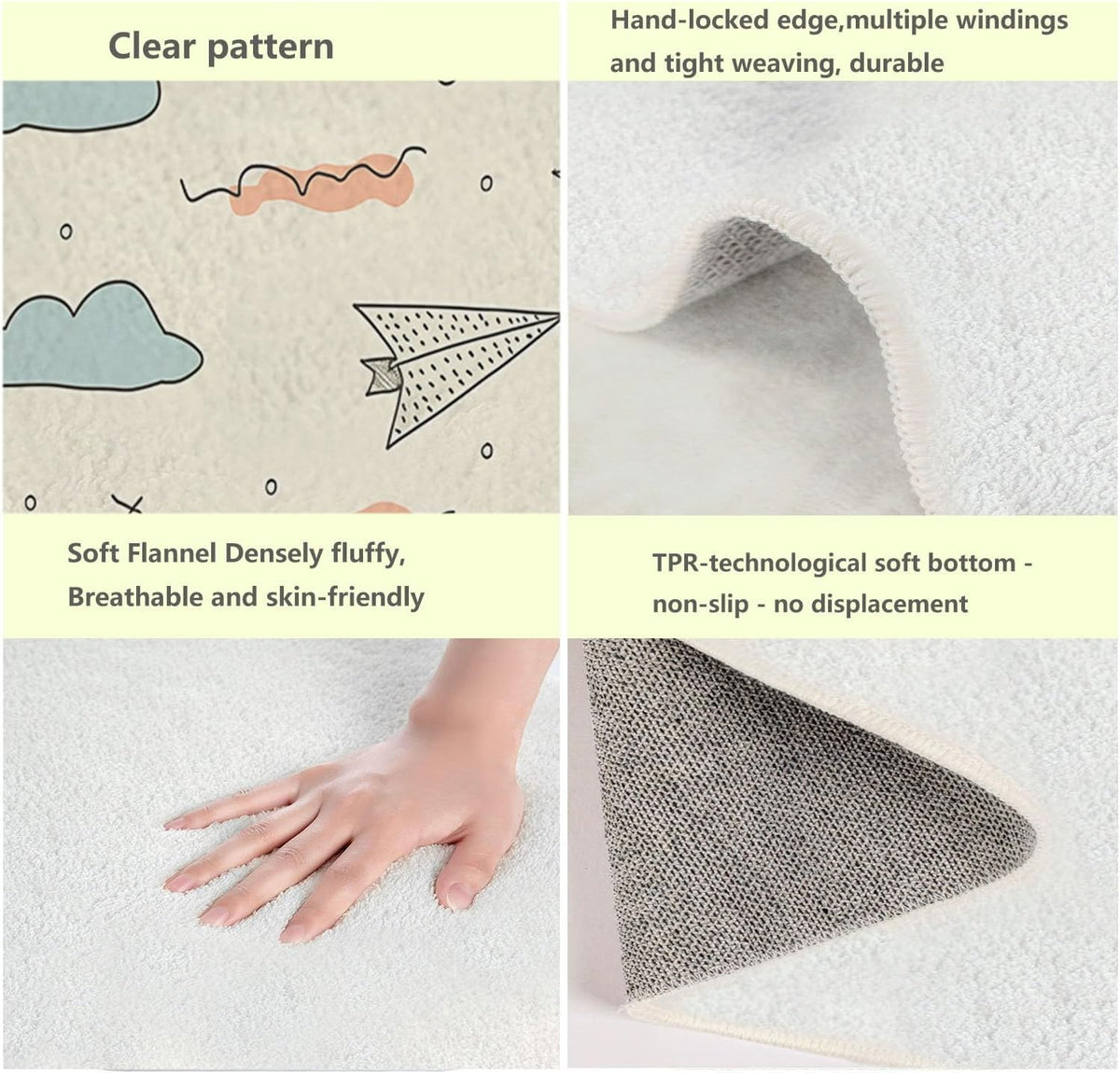 Washable Rugs 2 X 3 Ft, Modern Abstract Geometric Shapes Carpets, Ultra Soft Faux Wool Rug, Non Slip & Non-Shedding Low Pile Light Yellow Print Carpets for Living Room Bedroom Home Office Decor