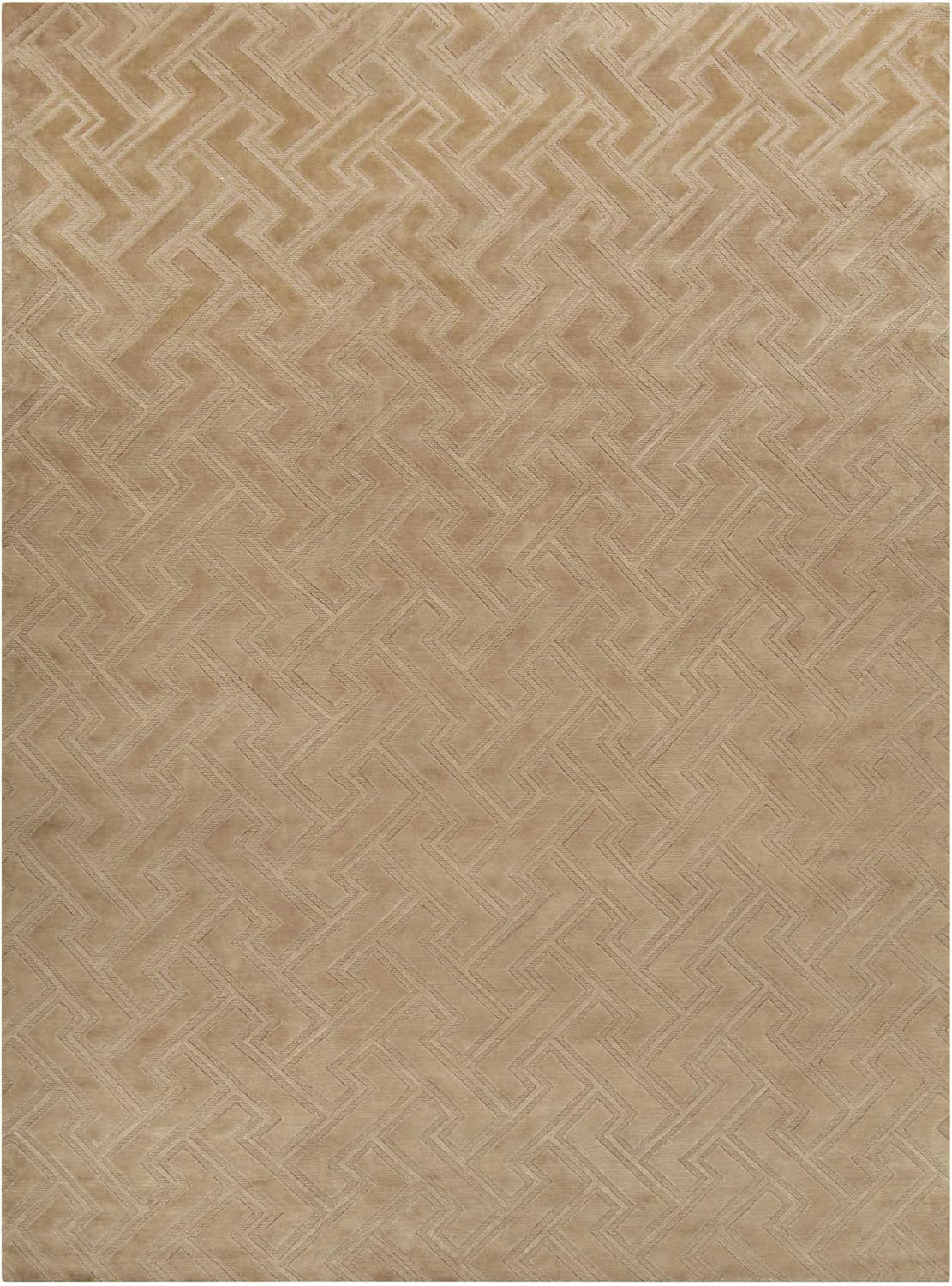 Kittery Wool Area Rug - Geometric Abstract Greek Key Zig - Contemporary Modern Minimalist Transitional Tone - Faded Driftwood, Off White, Light Beige, Yellow, Olive - 2' x 3'