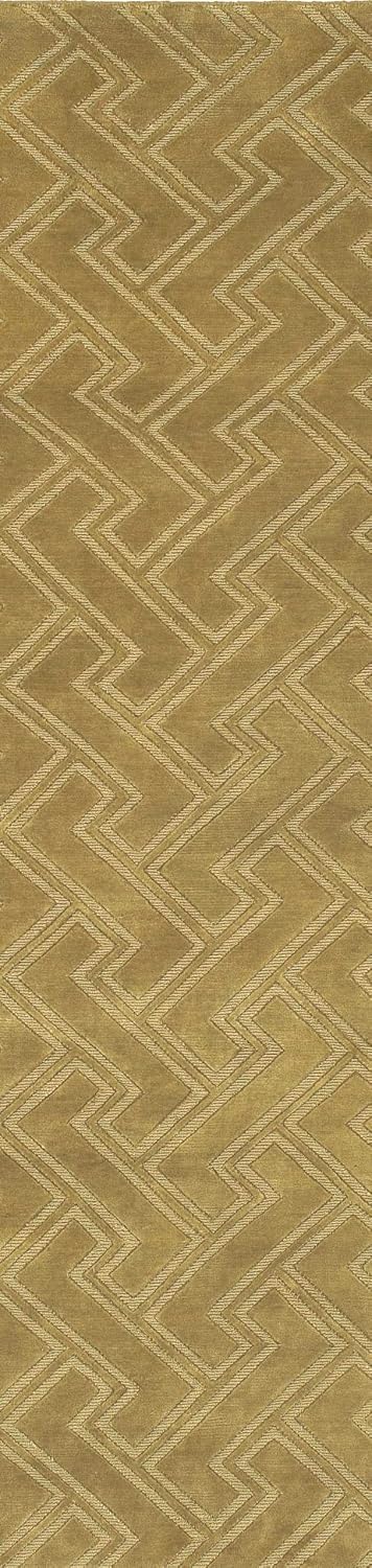 Kittery Wool Area Rug - Geometric Abstract Greek Key Zig - Contemporary Modern Minimalist Transitional Tone - Faded Driftwood, Off White, Light Beige, Yellow, Olive - 2' x 3'