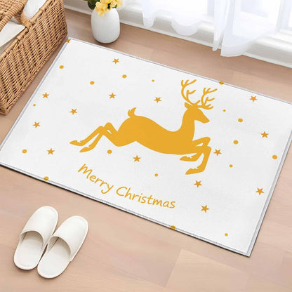 Yellow Reindeer 2x3 Area Rugs for Living Room, Merry Christmas Stars Winter Non Slip Floor Mat Washable Low-Profile Indoor Carpet for Bedroom, Dining Room, Bathroom