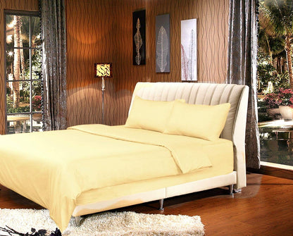 4 Piece Bed Sheet Set 100% Egyptian Cotton with 16 Inch Extra Deep Pocket (Light Yellow Queen) 600 Thread Count Premium Super Soft Hotel Quality Bedding