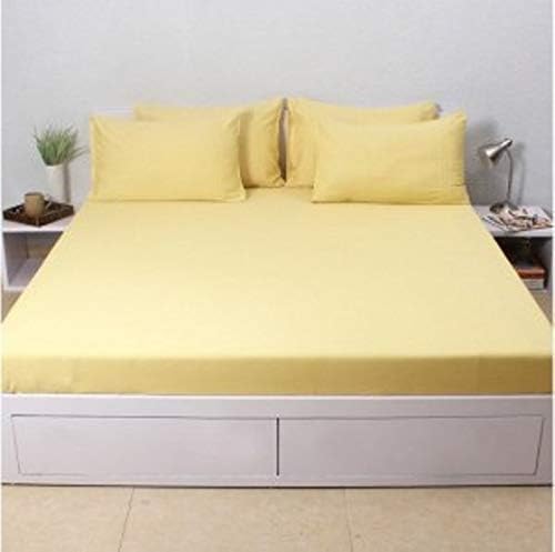 4 Piece Bed Sheet Set 100% Egyptian Cotton with 16 Inch Extra Deep Pocket (Light Yellow Queen) 600 Thread Count Premium Super Soft Hotel Quality Bedding