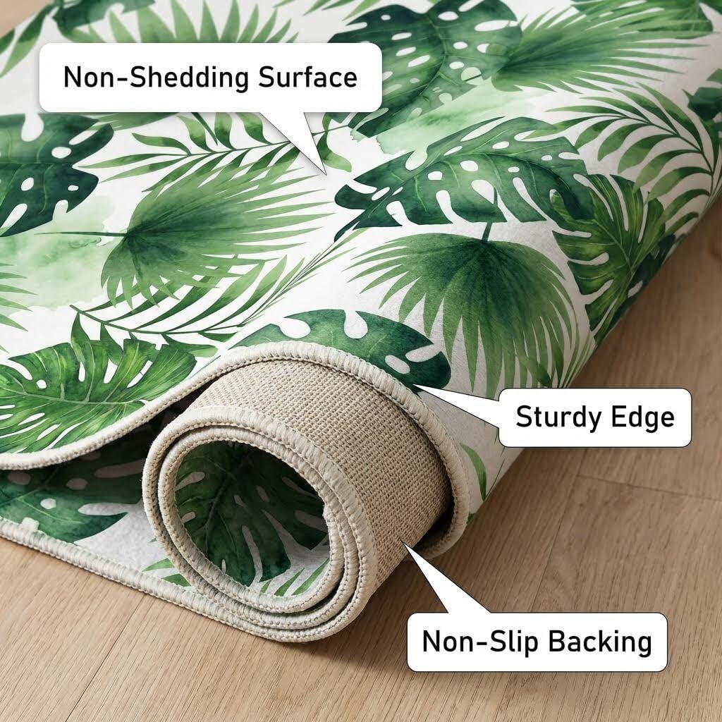 Yellow Pink Leaf Indoor Outdoor Rugs for Camping Patio Balcony Backyard Nursery Black and White Striped Rug 5x8 Garden Pool Front Yard Home Entrance Durable Anti Slip Tropical Area Rug