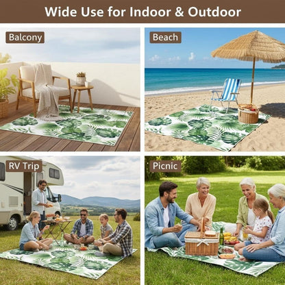 Yellow Pink Leaf Indoor Outdoor Rugs for Camping Patio Balcony Backyard Nursery Black and White Striped Rug 5x8 Garden Pool Front Yard Home Entrance Durable Anti Slip Tropical Area Rug