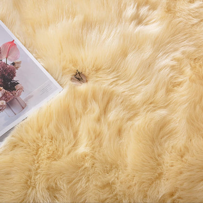 Yellow Rug for Bedroom 3x5 Area Bedside Rug Faux Sheepskin Fur Rugs for Living Room Décor Boho Rugs, Rectangle