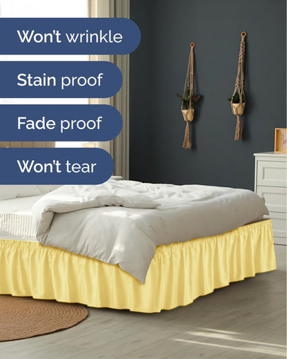 CGK Linens Wrap Around Dust Ruffle Bed Skirt - Queen, 12" Yellow