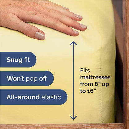 King 6 Piece Bed Sheet Set - Comfy, Breathable & Cooling Sheets - Yellow