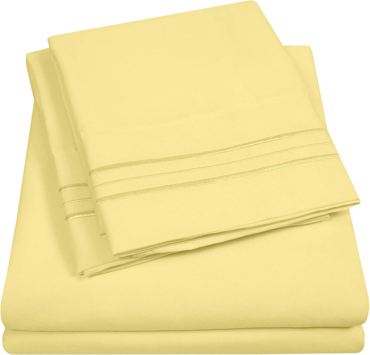1500 Supreme Collection Twin XL Sheet Sets Pale Yellow - 3 Piece Bed Sheets and Pillowcase Set for Twin XL Mattress - Extra Soft, Elastic Corner Straps, Deep Pocket Sheets, Twin XL Pale Yellow