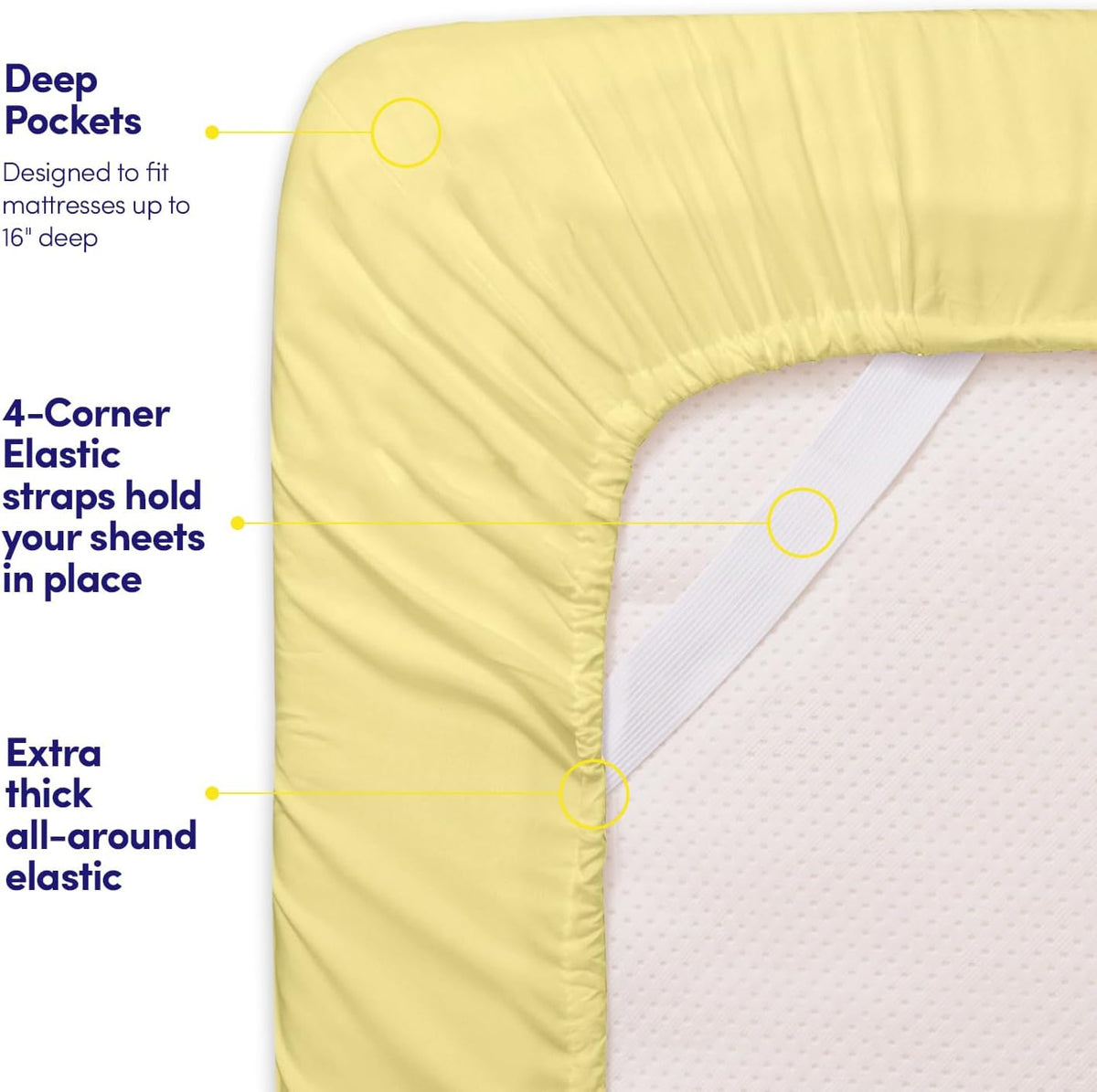 1500 Supreme Collection Twin XL Sheet Sets Pale Yellow - 3 Piece Bed Sheets and Pillowcase Set for Twin XL Mattress - Extra Soft, Elastic Corner Straps, Deep Pocket Sheets, Twin XL Pale Yellow
