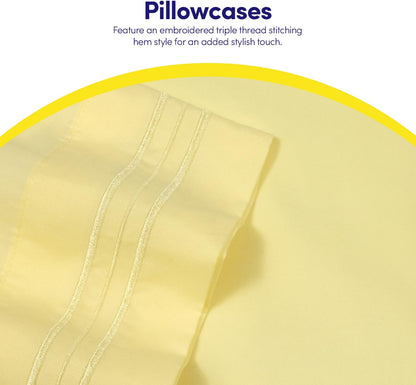 1500 Supreme Collection Twin XL Sheet Sets Pale Yellow - 3 Piece Bed Sheets and Pillowcase Set for Twin XL Mattress - Extra Soft, Elastic Corner Straps, Deep Pocket Sheets, Twin XL Pale Yellow